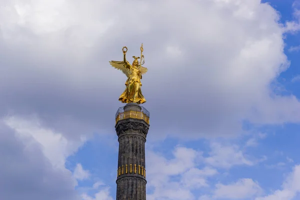 Złoty Posąg Victoria Górze Kolumny Zwycięstwa Berlin Niemcy — Zdjęcie stockowe