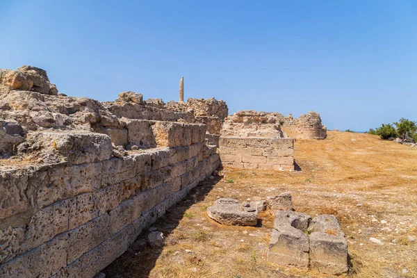 Pilier Unique Temple Grec Préhistorique Apollon Dresse Milieu Des Ruines — Photo