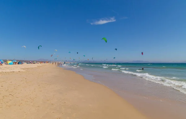 Tarifa Hiszpania Latawce Surfingowe Tarifie Hiszpania Tarifa Jest Najbardziej Popularnym — Zdjęcie stockowe