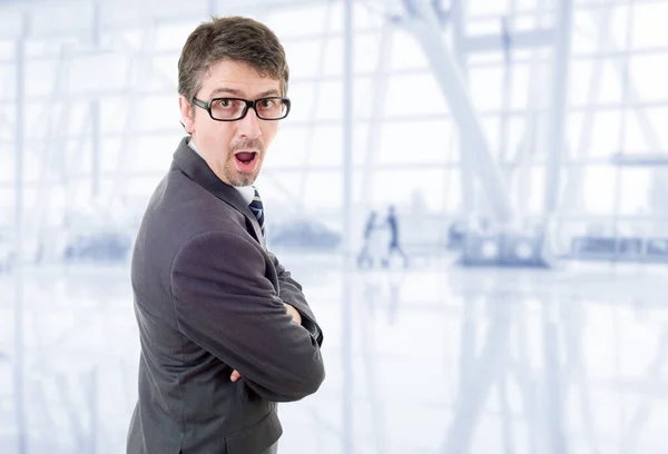 Young Business Man Surprised Office — Stock Photo, Image