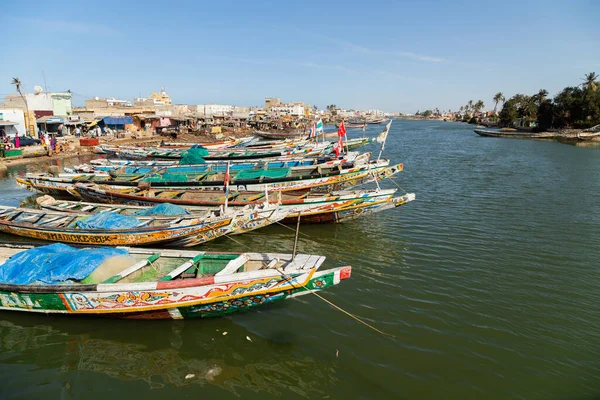 Saint Louis Senegal Fishing Boats Resting Riverbank River Senegal — Stok fotoğraf