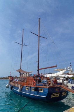 Athens, Greece: Old sailing boat for tourists in the port of Pireas