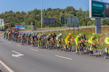Braga, Portugal : Cyclists taking part in stage Santo Tirso - Braga in Volta a Portugal race, Braga, Portugal