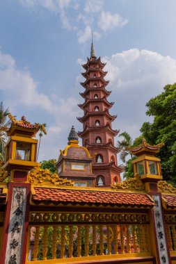 Hanoi, Vietnam: Close up view of Tran Quoc Pagoda in West Lake, Hanoi, Vietnam