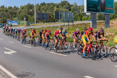 Braga, Portugal: Cyclists taking part in stage Santo Tirso - Braga in Volta a Portugal race, Braga, Portugal