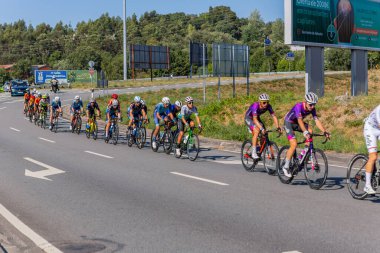 Braga, Portugal : Cyclists taking part in stage Santo Tirso - Braga in Volta a Portugal race, Braga, Portugal