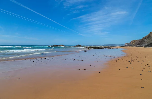 Prachtig Leeg Strand Aan Westkust Van Algarve Portugal — Stockfoto