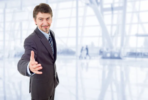 Geschäftsmann Anzug Bietet Büro Die Hand Schütteln — Stockfoto