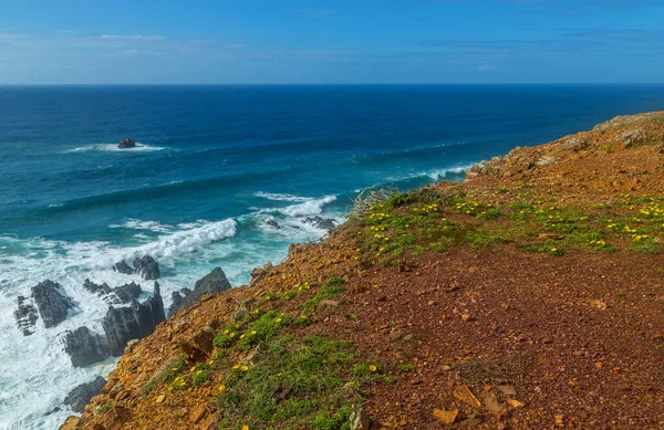 Klify Zachodnim Wybrzeżu Algarve Niedaleko Arrifana Portugalia — Zdjęcie stockowe