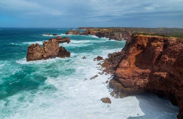 Útesy Západním Pobřeží Algarve Poblíž Sagres Portugalsko — Stock fotografie