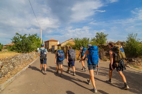 Navarra Spanje Pelgrims Lopen Langs Camino Santiago Pelgrimsroute James Navarra — Stockfoto