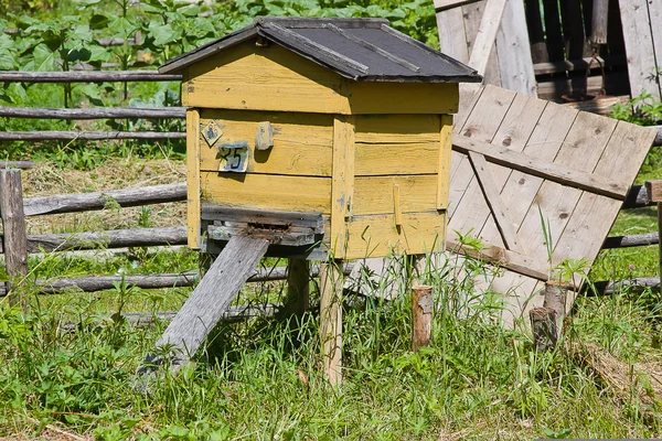 Ruche avec des abeilles sur un rucher — Photo