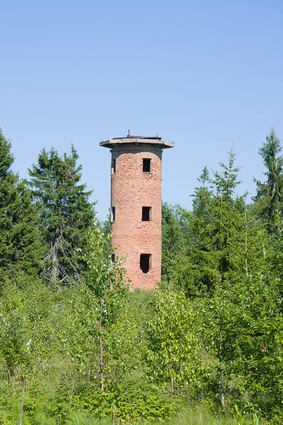 Bakstenen toren in veld — Stockfoto