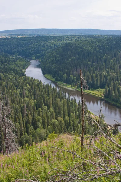 Ländliche Natur am Fluss, Dauerwelle, Russland — Stockfoto