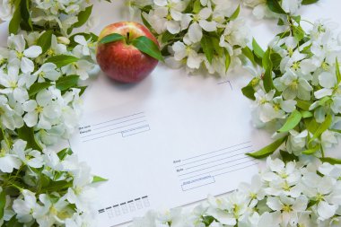 çiçekli apple dal ile güzel tasarımcı arka plan