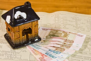 oyuncak evi ve üzerinde Proje belgelerini Rus para