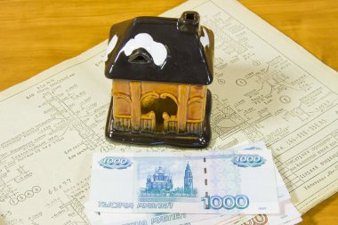 oyuncak evi ve üzerinde Proje belgelerini Rus para