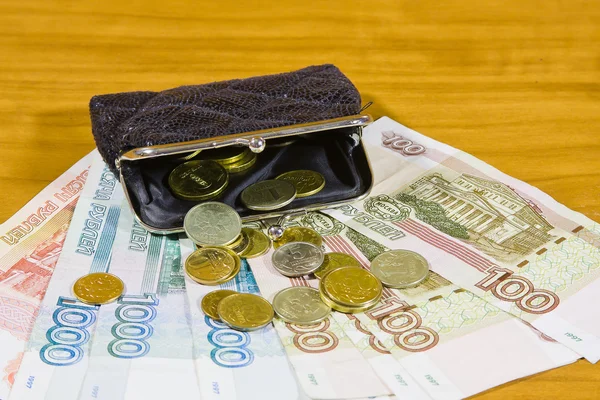 Purse and Russian money — Stock Photo, Image