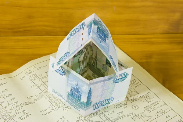 Casa de dinheiro russo na documentação do projeto — Fotografia de Stock