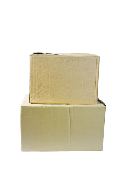 Two boxes from a cardboard on a white background, it is isolated — Stock Photo, Image