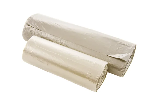 Sacks for garbage in rolls on a white background, isolated — Stock Photo, Image