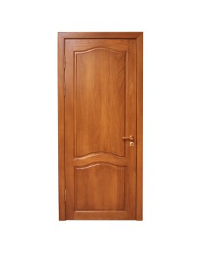closed oak door on a white background, isolated
