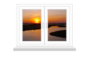 bir günbatımı üzerinde kapalı pencere