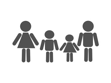 Anne, baba ve iki çocuk aileden biri