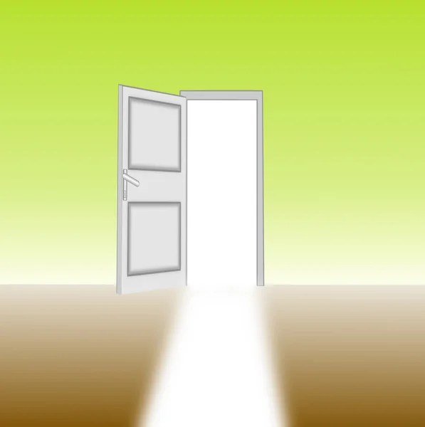 Незакрытая дверь в комнате и солнечный свет — стоковое фото