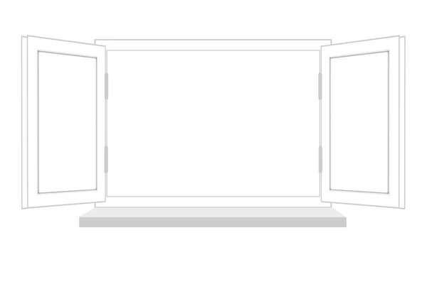 Pencere açık beyaz bir arka plan üzerinde izole — Stok fotoğraf