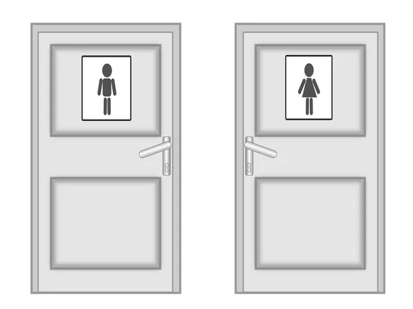 Two doors with the drawn men on a white background — Stock Photo, Image