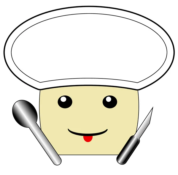 Der gezeichnete Koch trägt eine weiße Mütze — Stockfoto