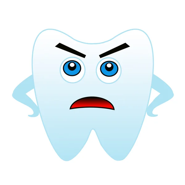 An angry tooth on a white background — Stock Photo, Image