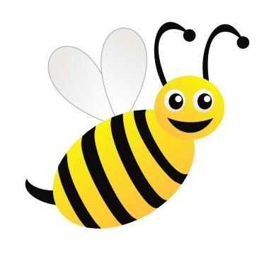 beyaz zemin üzerine çizilmiş eğlenceli arı