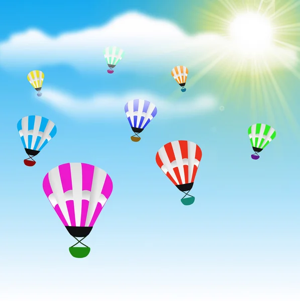 Ballonnen zijn in blauwe hemel — Stockfoto