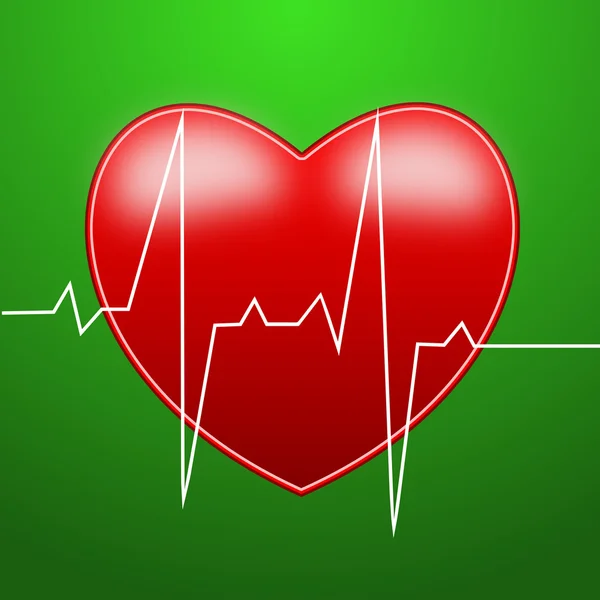 Red bright heart and cardiogram — Stock Photo, Image