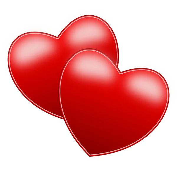Twee rode heldere harten — Stockfoto