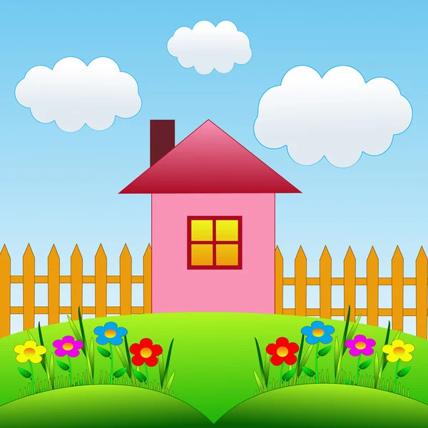 bir evin ve çiçek flowerbed resim