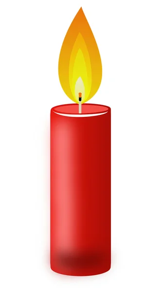 Conflagrant candle of red color on a white background — Stock Photo, Image