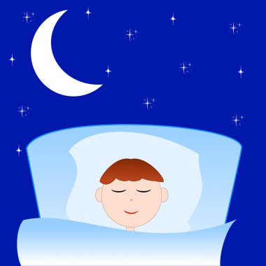 çizilmiş boy bir yatakta uyuyor