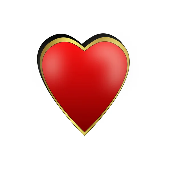 Beyaz zemin üzerine kırmızı dekoratif kalp çizilmiş — Stok fotoğraf