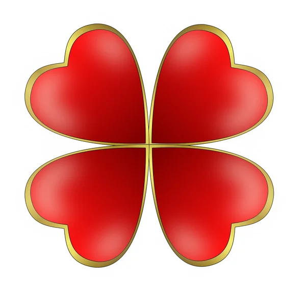 Vier helle Herzen in Form eines Schmetterlings auf weißem Hintergrund — Stockfoto