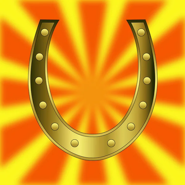 Gold brilliant decorative horseshoe — Stock Photo, Image