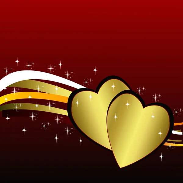 Two brilliant gold hearts on an abstract background — Stock Photo, Image