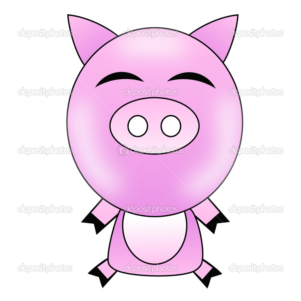 drawn amusing pig