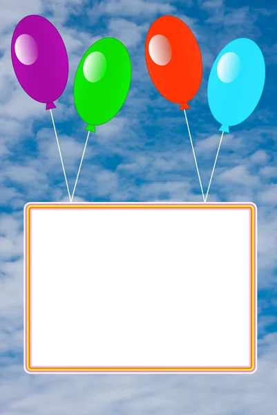 Bright inflatable balloons with a clean placard — Stock Photo, Image