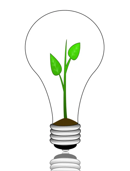 Green sprout in an electric light bulb — Stock Photo, Image