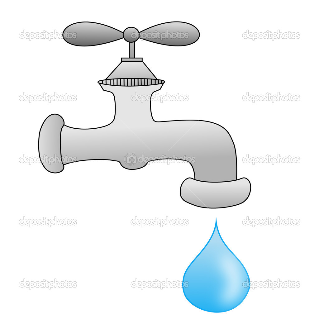 A Faucet Plumbing With A Drop Of Water Stock Photo