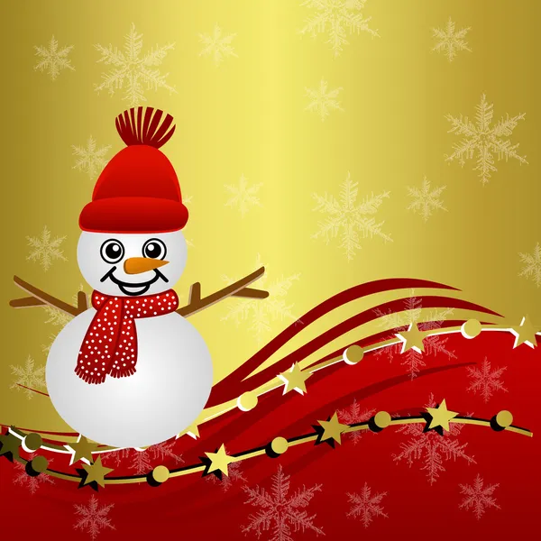 Fundo de Natal bonito brilhante com um homem de neve — Fotografia de Stock
