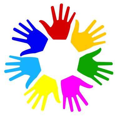 Beyaz bir arka plan üzerinde daha fazla parlak el vardır.